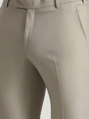 Fawn Solid Slim Fit Formal Trouser | Metal