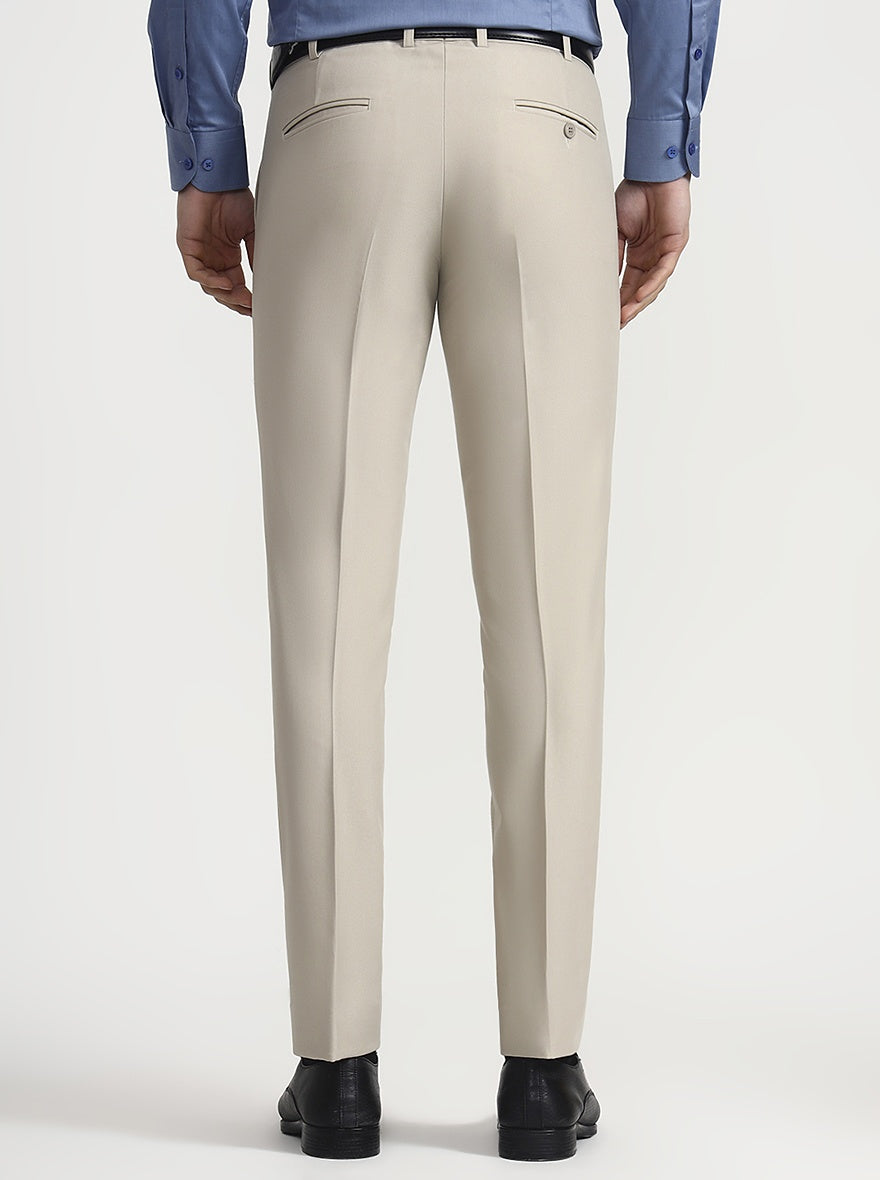 Fawn Solid Slim Fit Formal Trouser | Metal