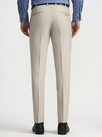 Fawn Solid Slim Fit Formal Trouser | Metal