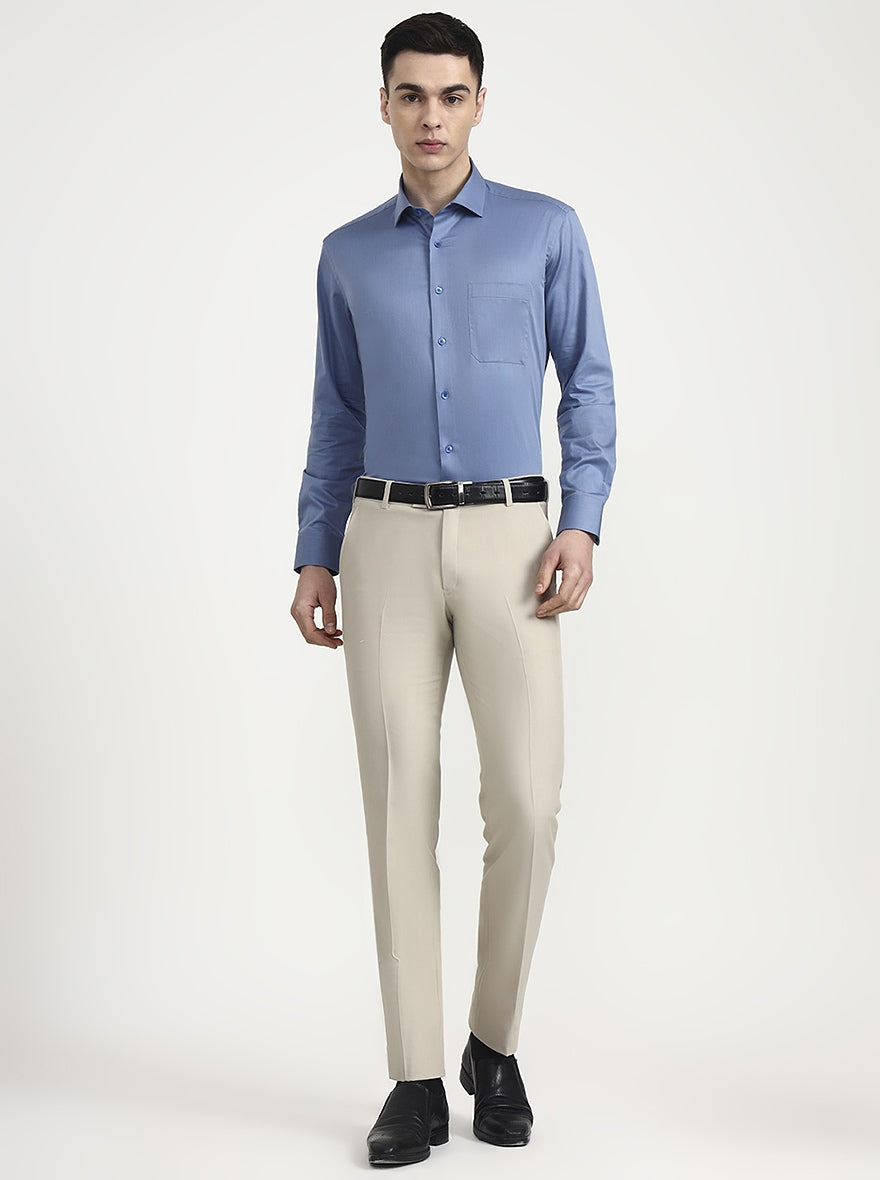 Fawn Solid Slim Fit Formal Trouser | Metal