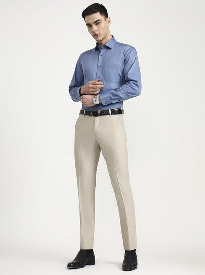 Fawn Solid Slim Fit Formal Trouser | Metal