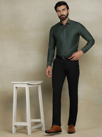 Olive Green Printed Slim fit Party Wear Shirt | Wyre