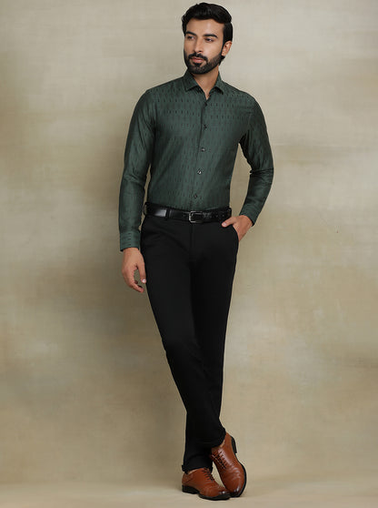 Olive Green Printed Slim fit Party Wear Shirt | Wyre