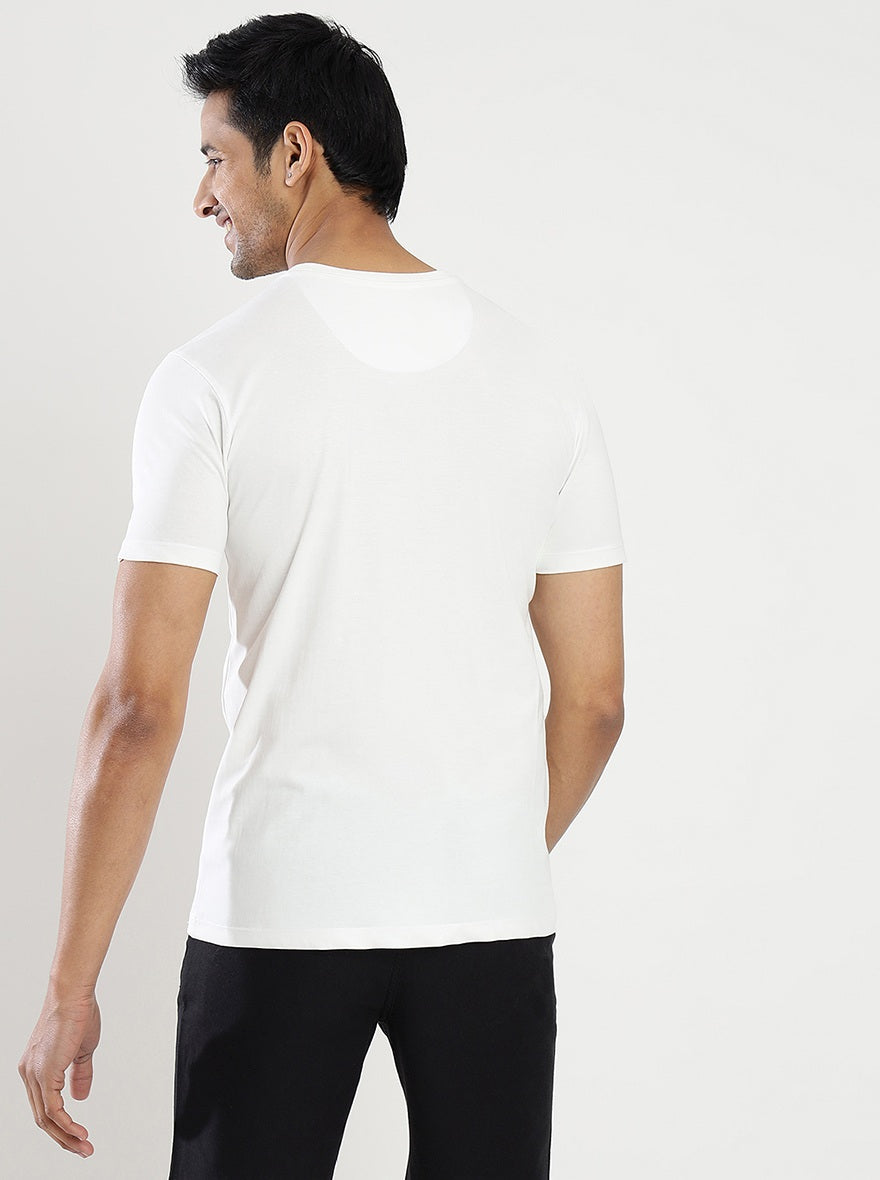 White Printed Slim Fit T-Shirt | Greenfibre