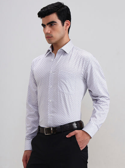 White Printed Slim Fit Party Wear Shirt | Wyre