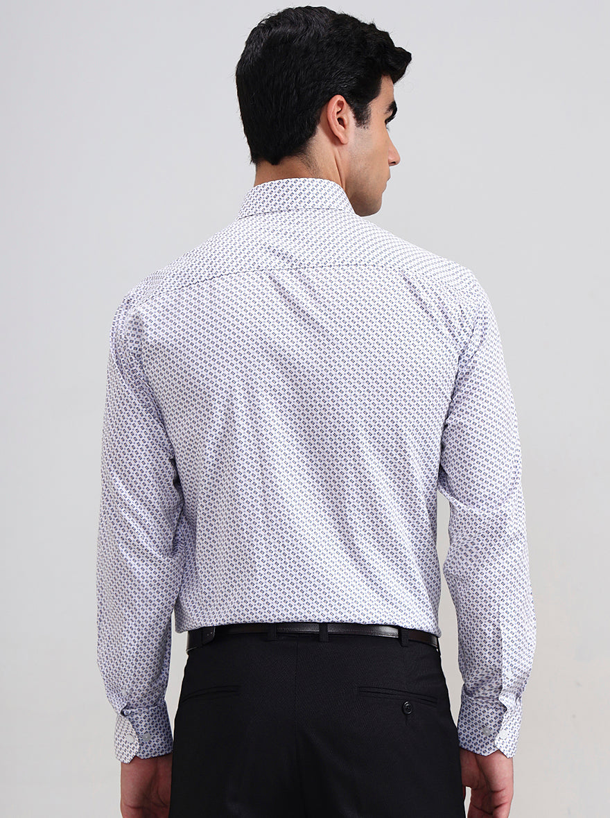 White Printed Slim Fit Party Wear Shirt | Wyre