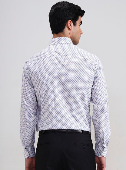 White Printed Slim Fit Party Wear Shirt | Wyre