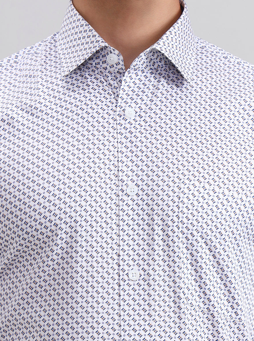 White Printed Slim Fit Party Wear Shirt | Wyre