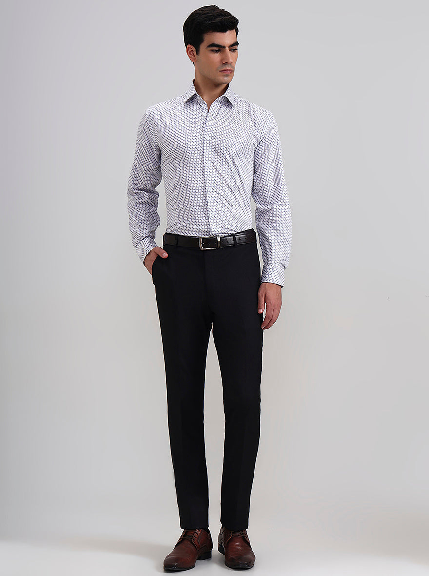 White Printed Slim Fit Party Wear Shirt | Wyre