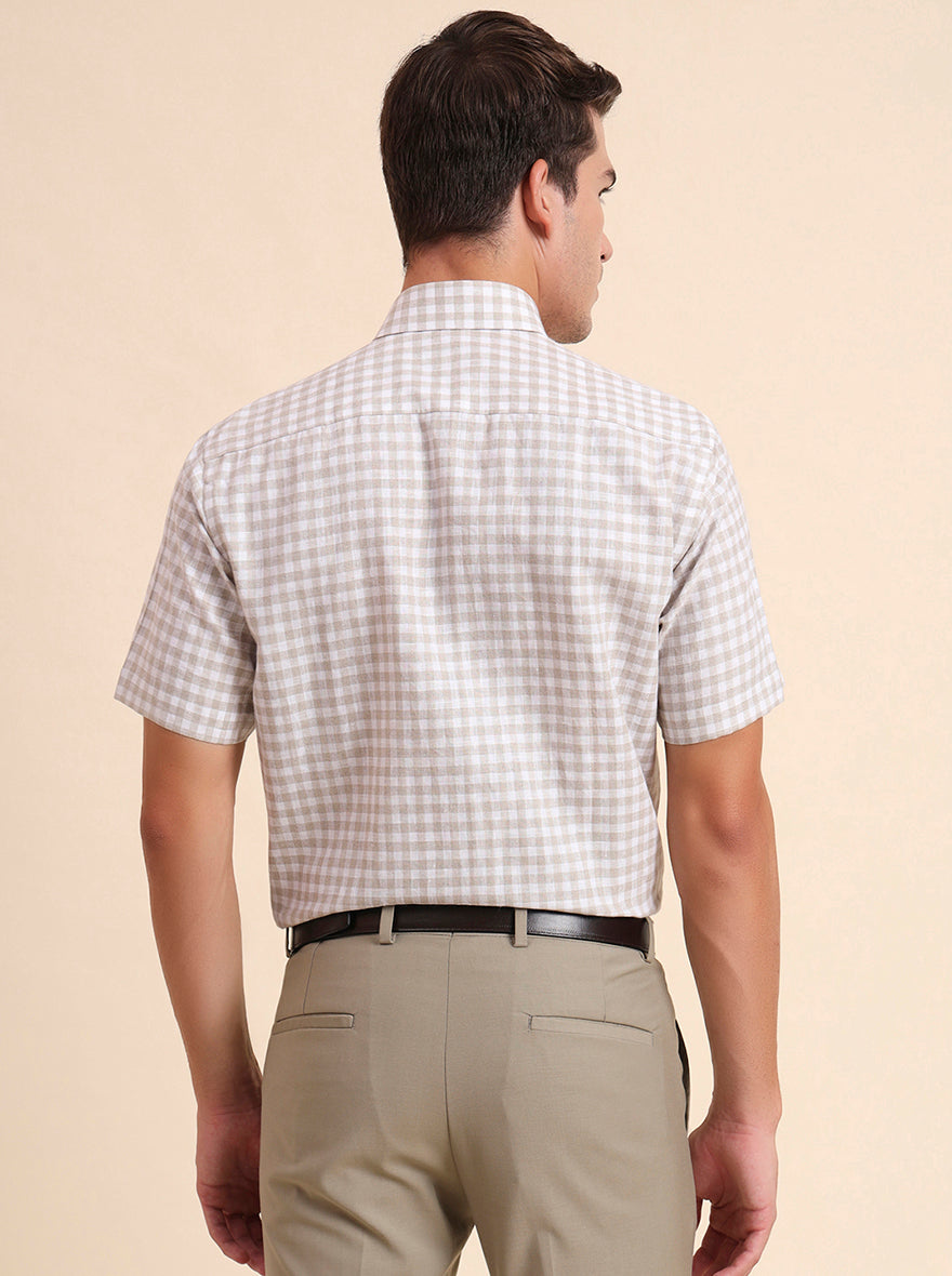Natural Checked Regular Fit Formal Shirt | JadeBlue
