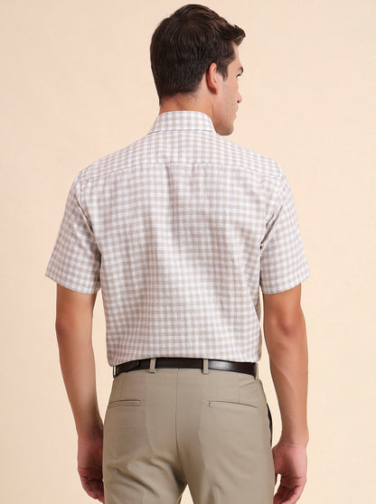 Natural Checked Regular Fit Formal Shirt | JadeBlue