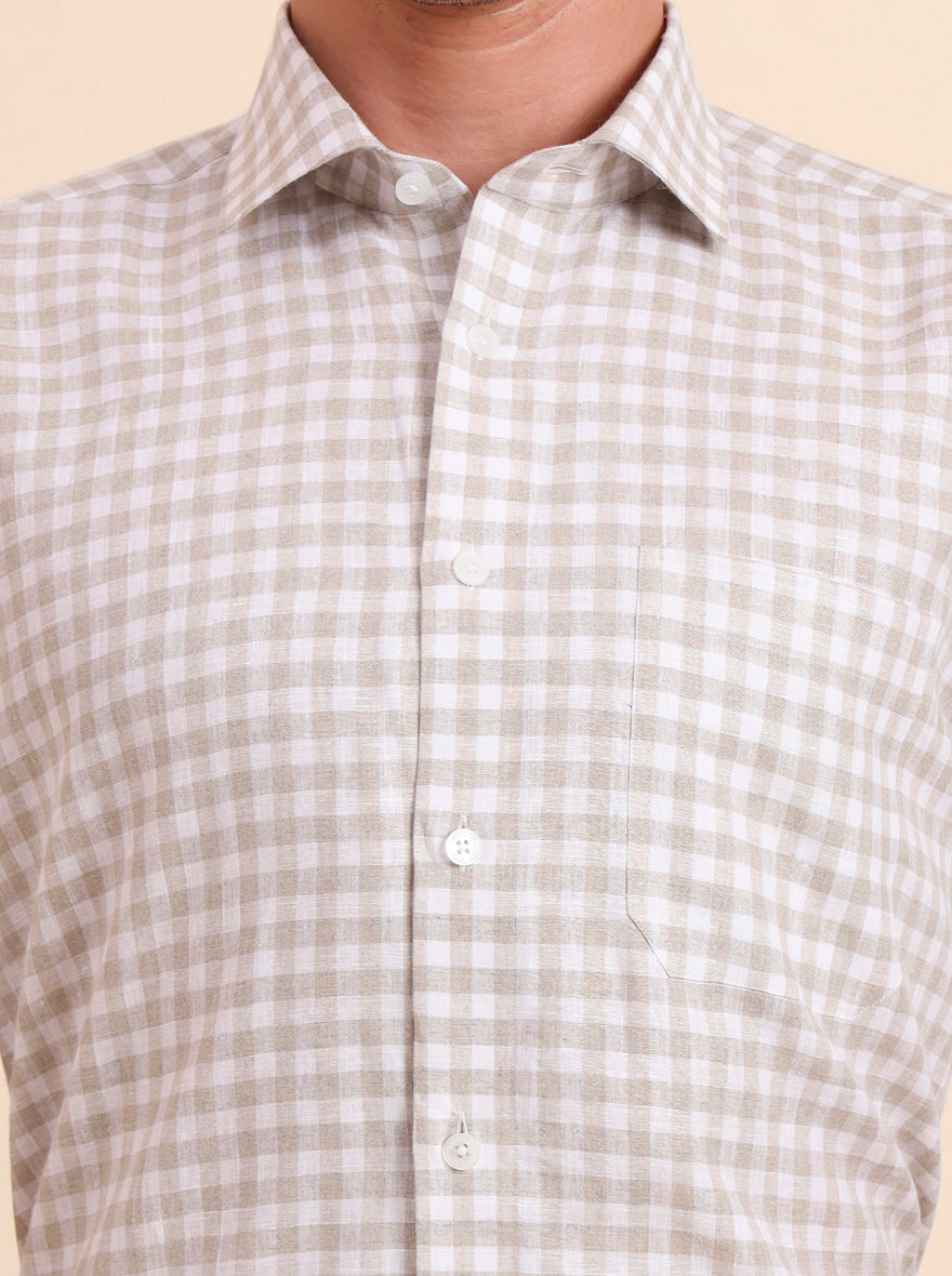 Natural Checked Regular Fit Formal Shirt | JadeBlue