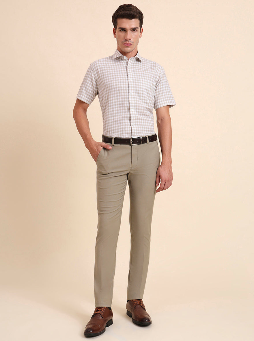Natural Checked Regular Fit Formal Shirt | JadeBlue