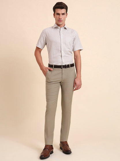 Natural Checked Regular Fit Formal Shirt | JadeBlue