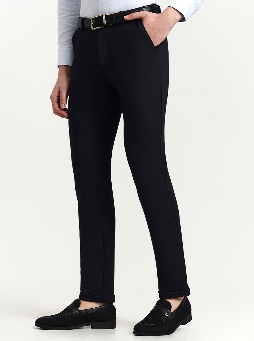 Blue Solid Slim Fit Club Wear Trouser | Wyre