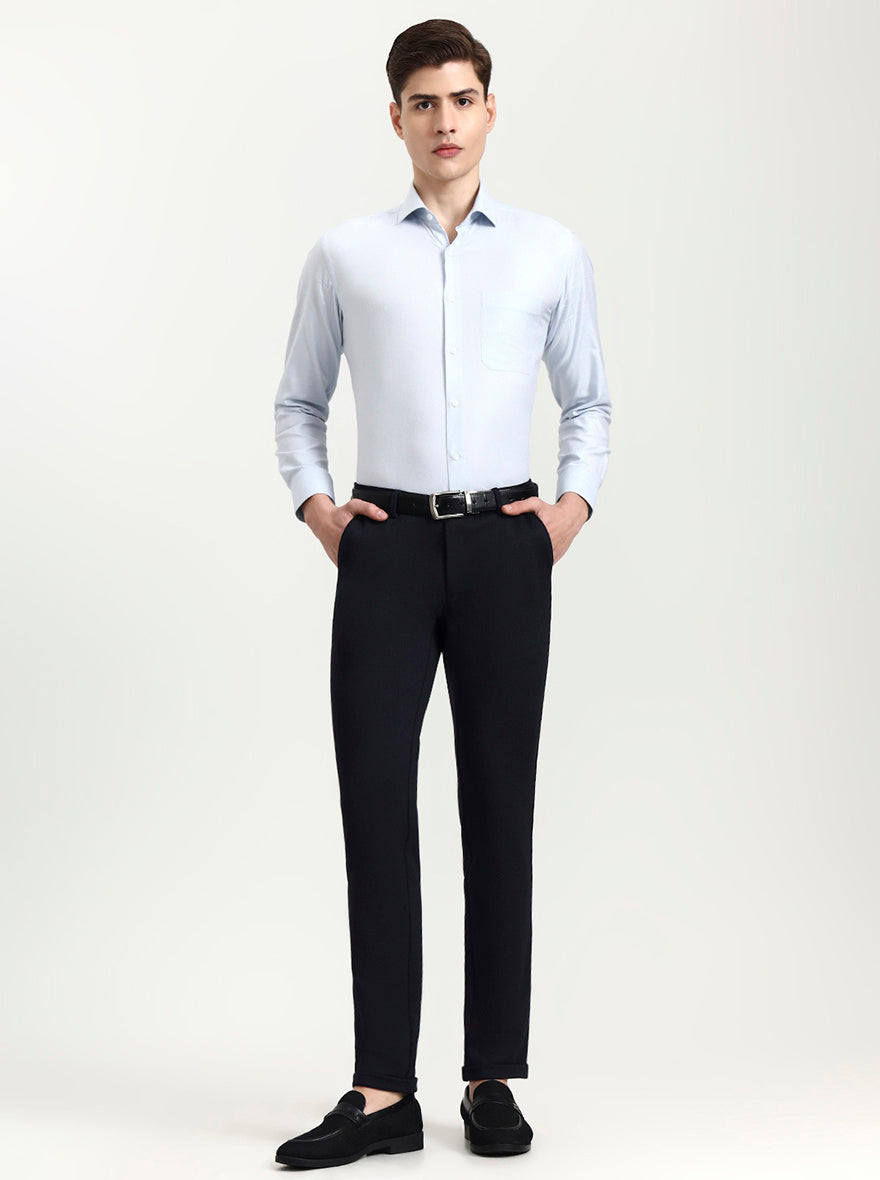 Blue Solid Slim Fit Club Wear Trouser | Wyre