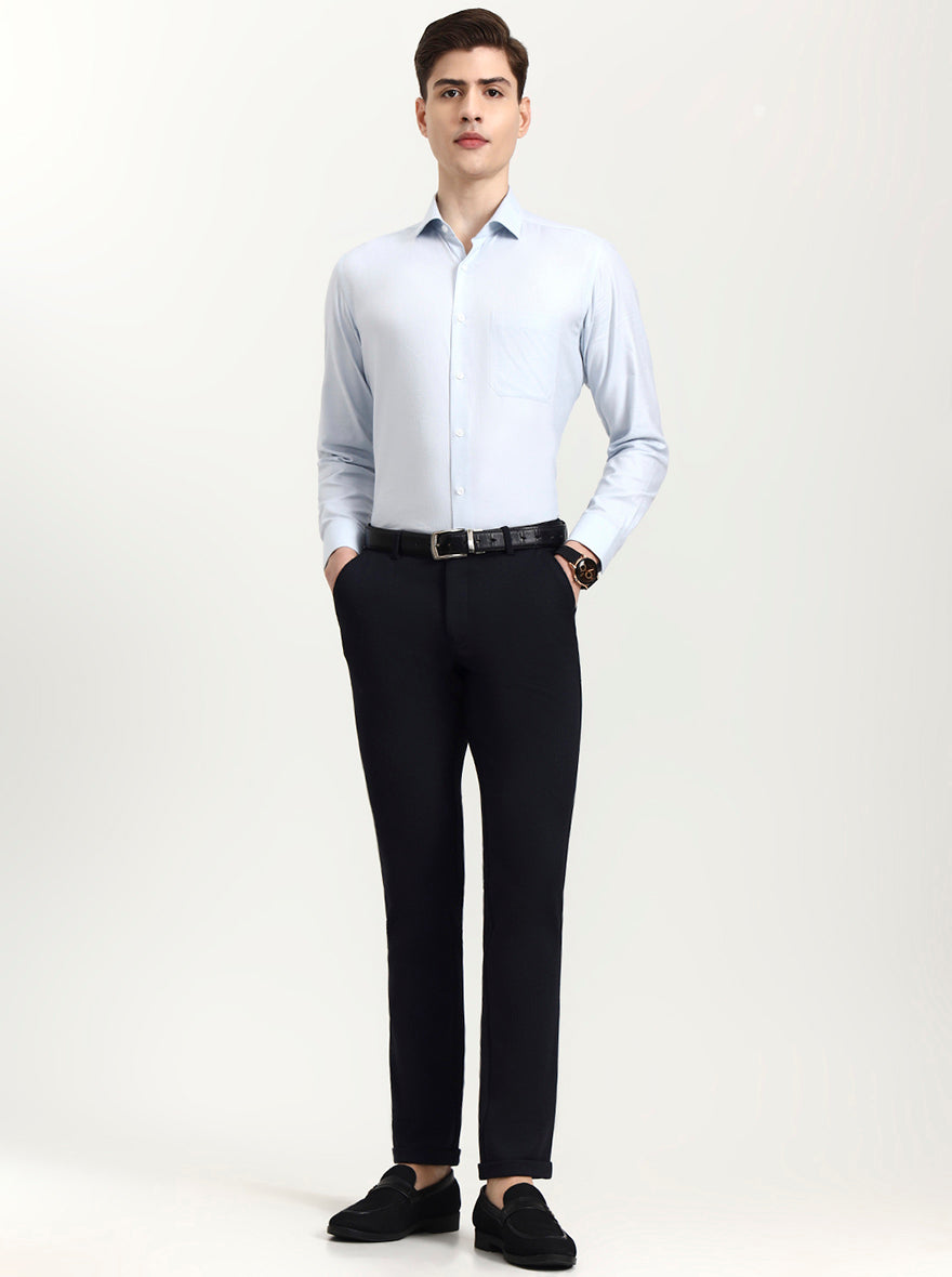 Blue Solid Slim Fit Club Wear Trouser | Wyre