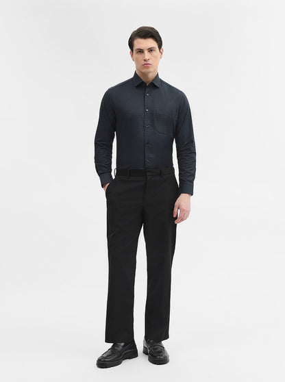Peacock Green Printed Slim Fit Formal Shirt | Metal