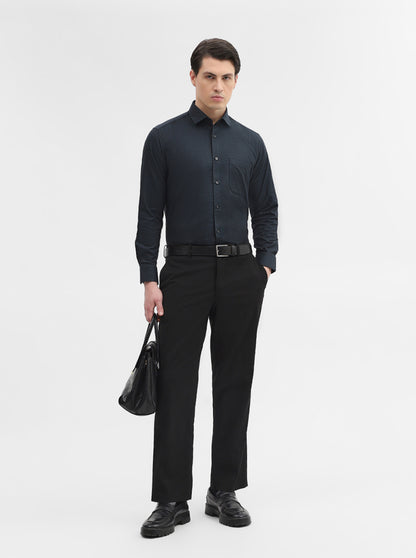 Peacock Green Printed Slim Fit Formal Shirt | Metal