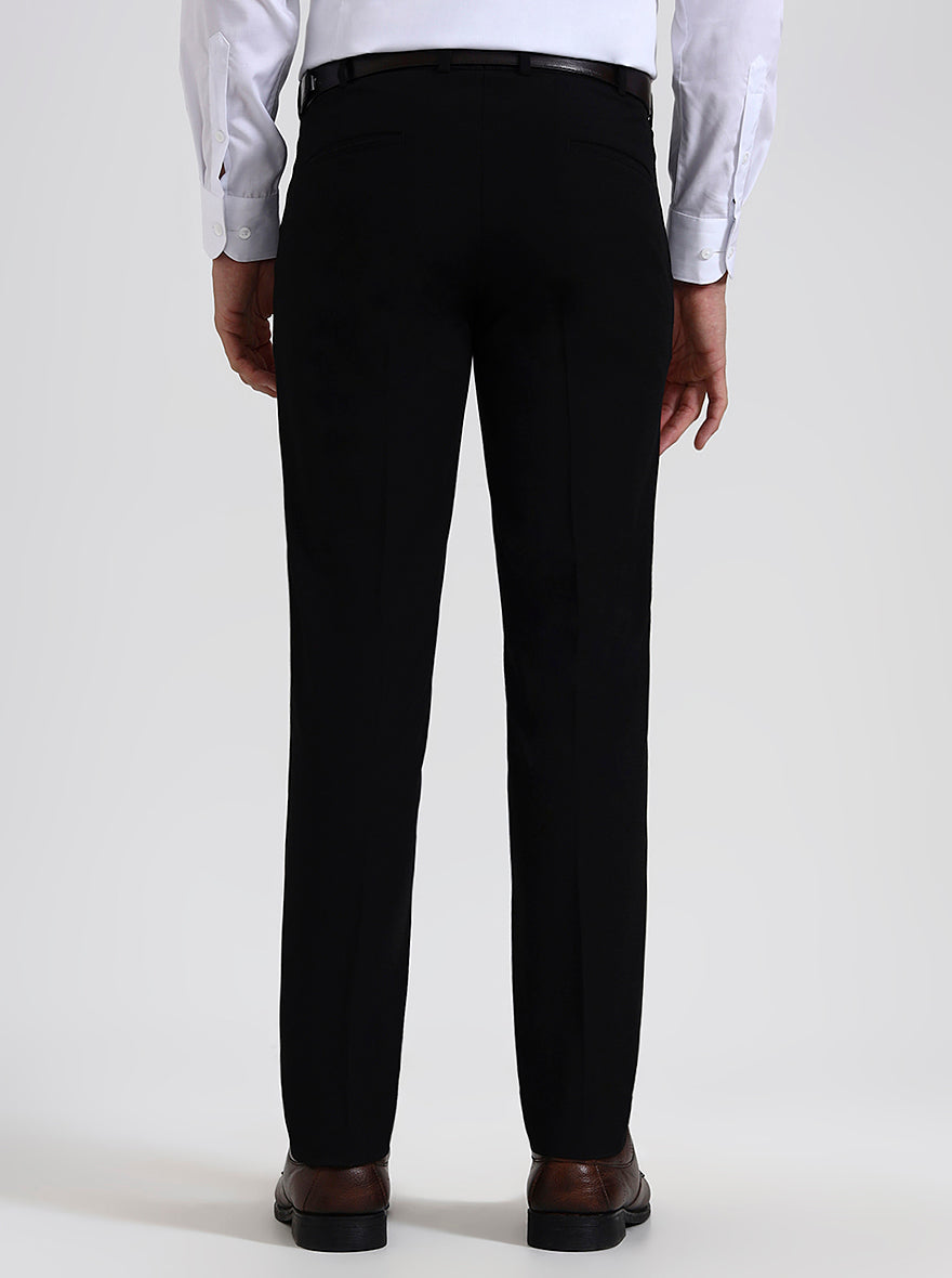 Black Solid Super Slim Fit Formal Trouser | JadeBlue Youth