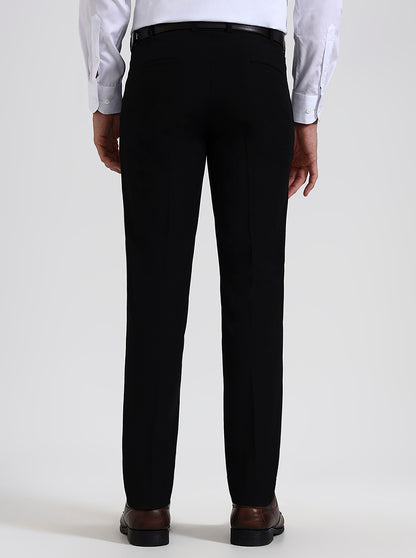 Black Solid Super Slim Fit Formal Trouser | JadeBlue Youth