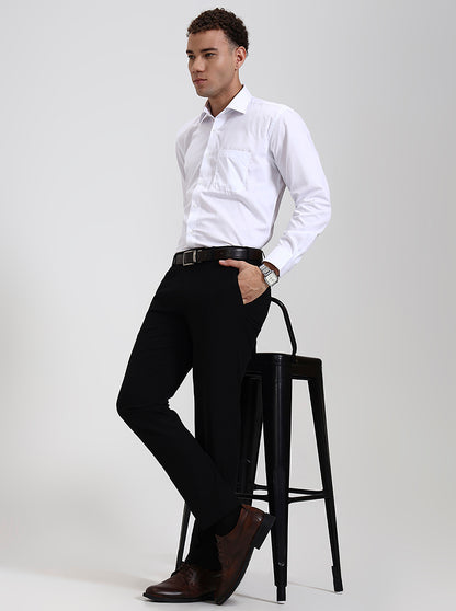 Black Solid Super Slim Fit Formal Trouser | JadeBlue Youth