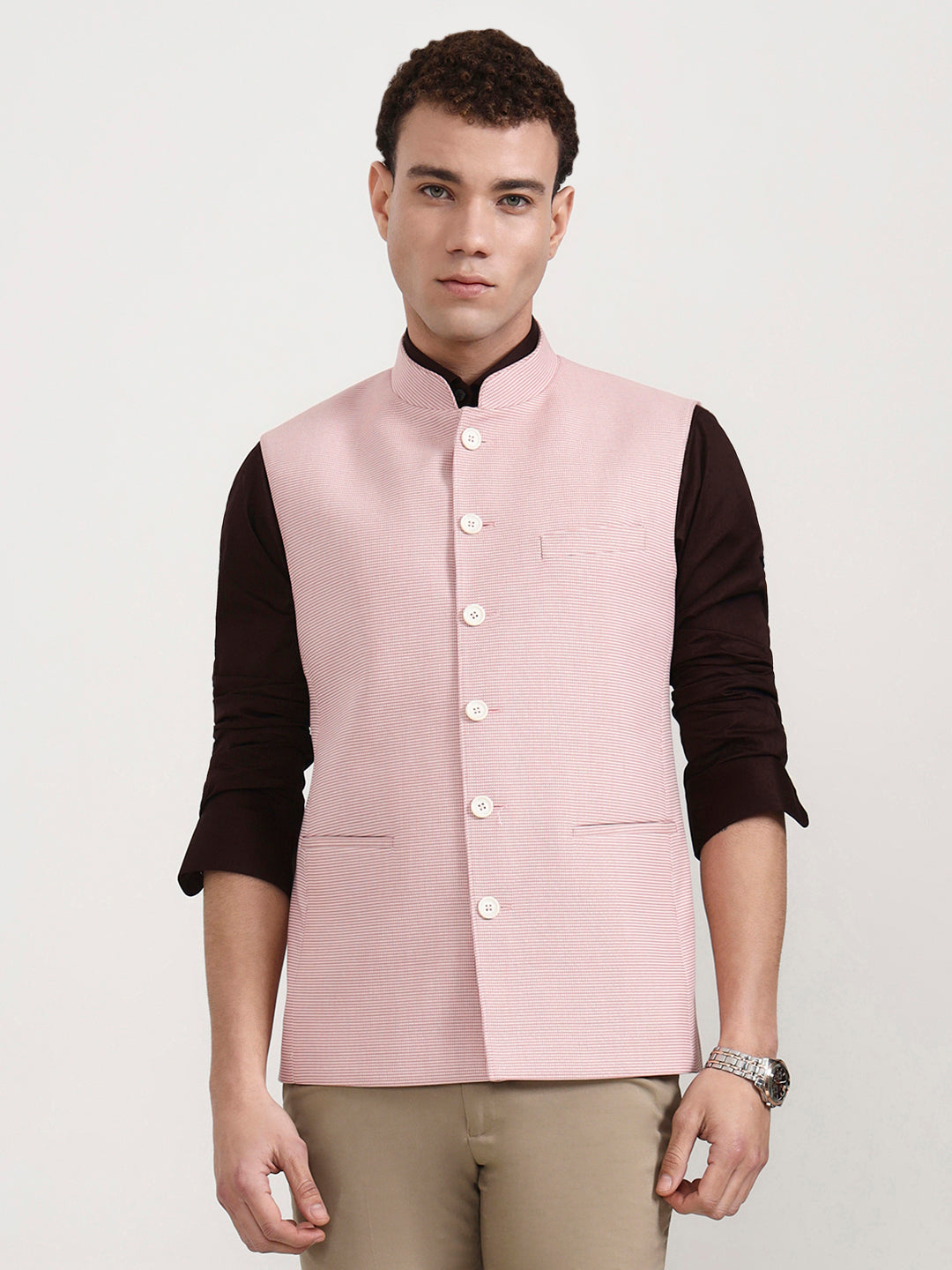 Modi Jacket Men's Regular Fit Jacket - Blended Checked Lavender Pink ...