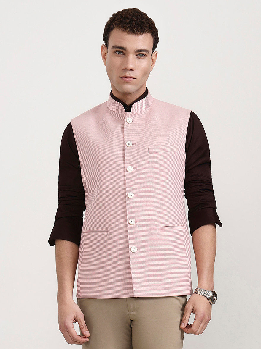 Lavender Pink Checked Modi Jacket | JadeBlue