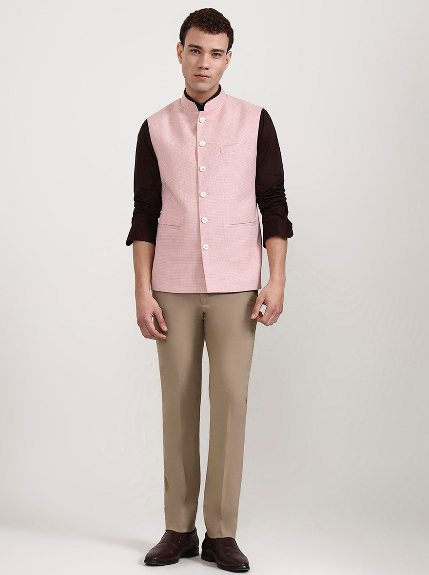 Lavender Pink Checked Modi Jacket | JadeBlue