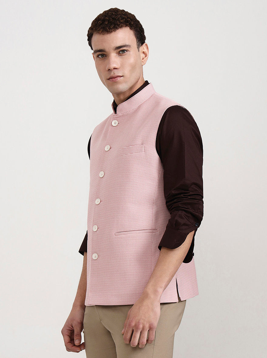 Lavender Pink Checked Modi Jacket | JadeBlue