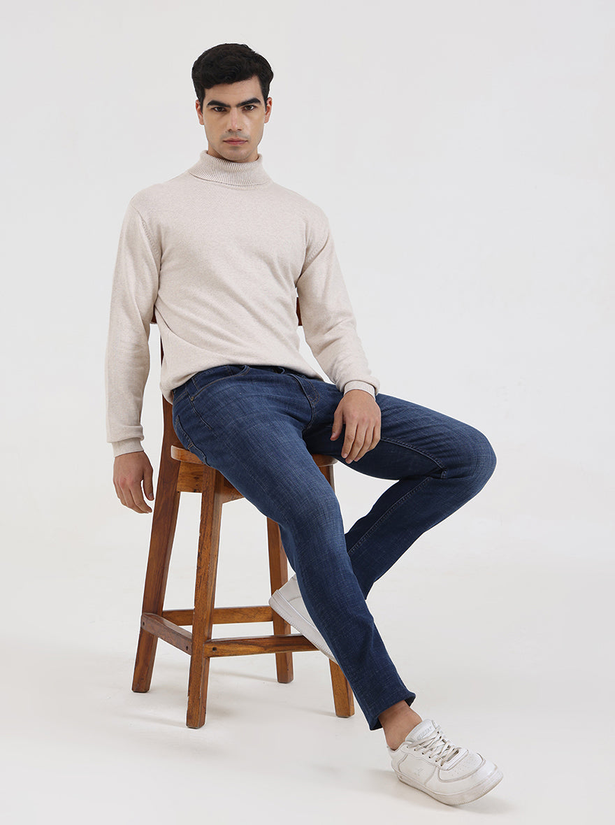 Natural Solid Slim Fit Winter T-Shirt | JadeBlue