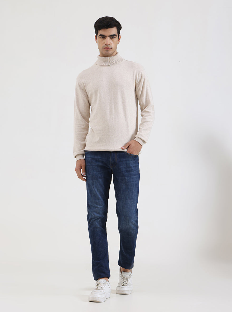 Natural Solid Slim Fit Winter T-Shirt | JadeBlue