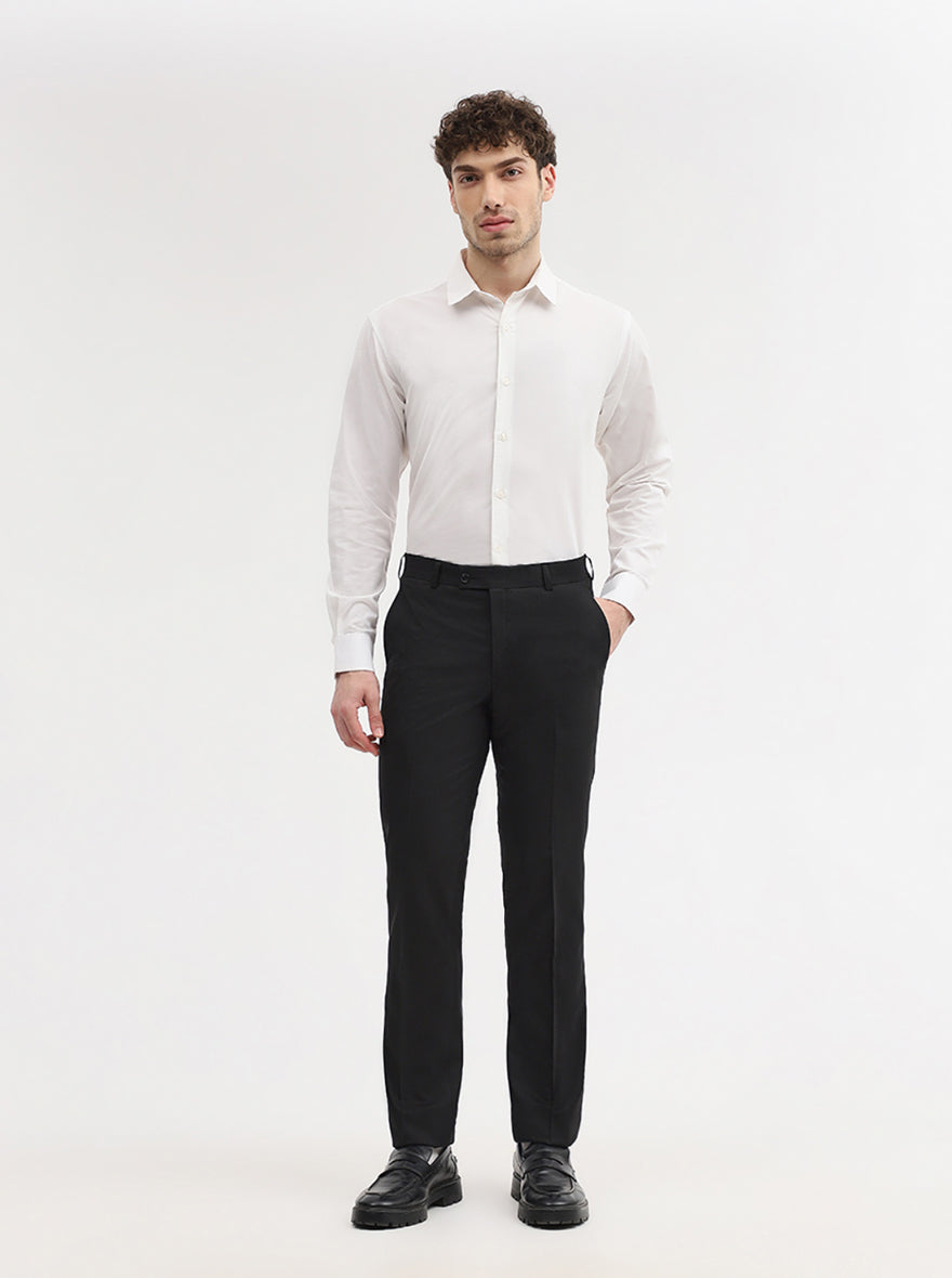 Black Solid Slim Fit Formal Trouser | JadeBlue Super Luxe