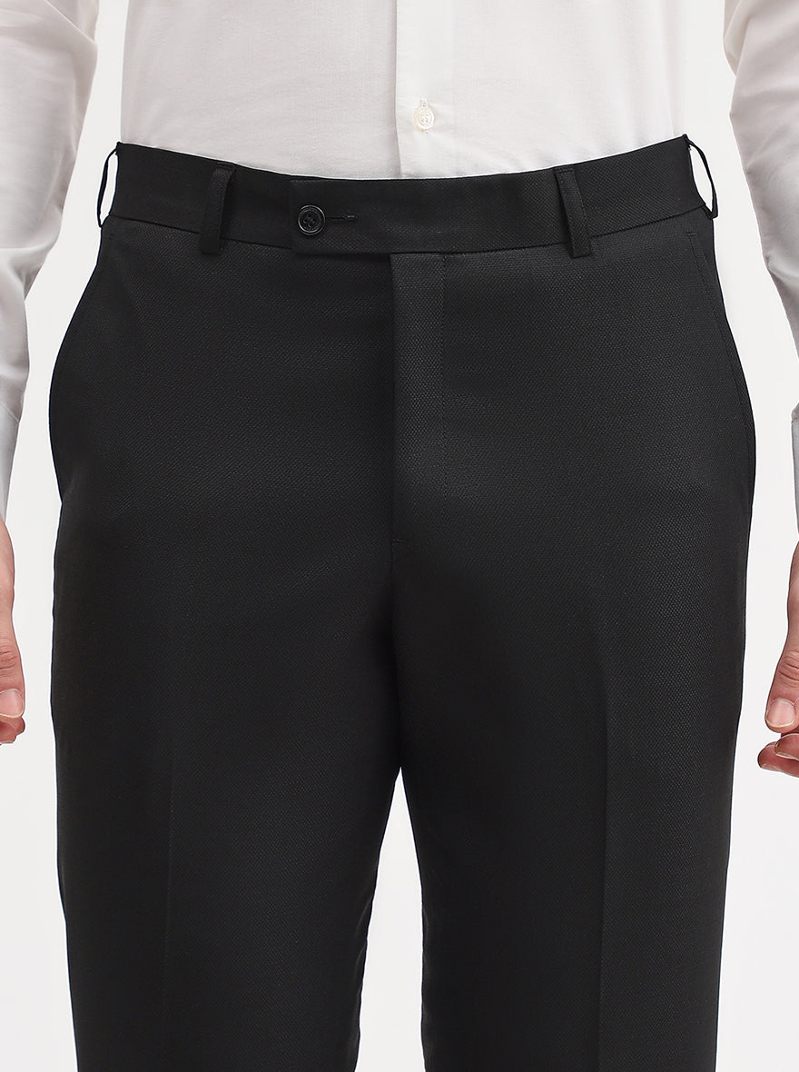 Black Solid Slim Fit Formal Trouser | JadeBlue Super Luxe