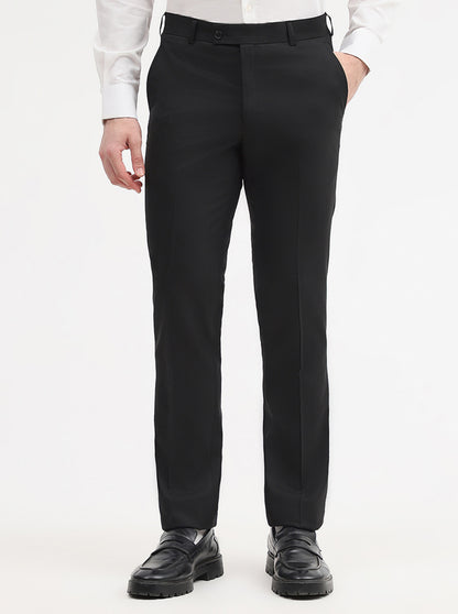 Black Solid Slim Fit Formal Trouser | JadeBlue Super Luxe