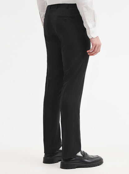 Black Solid Slim Fit Formal Trouser | JadeBlue Super Luxe