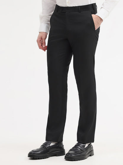 Black Solid Slim Fit Formal Trouser | JadeBlue Super Luxe