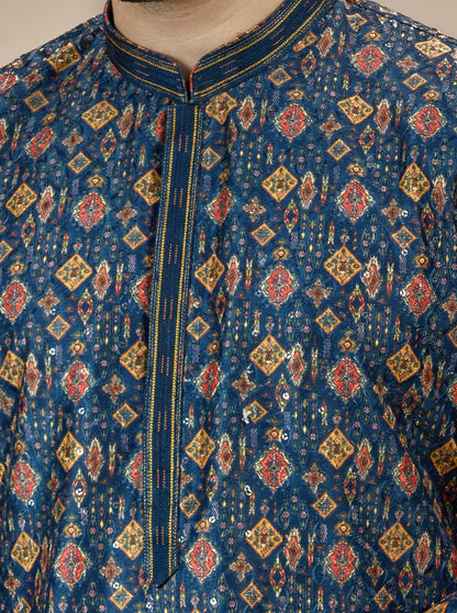 Blue Printed Kurta Pajama | Virasana