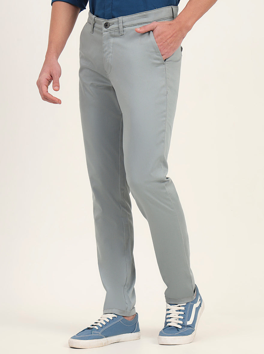 Light Green Solid Neo Fit Casual Trouser | Greenfibre