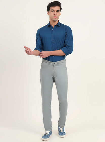 Light Green Solid Neo Fit Casual Trouser | Greenfibre