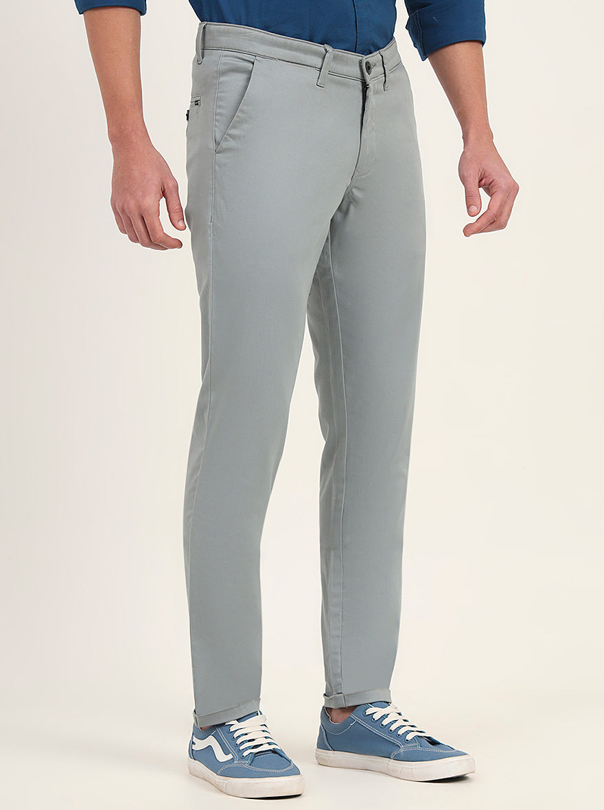 Light Green Solid Neo Fit Casual Trouser | Greenfibre
