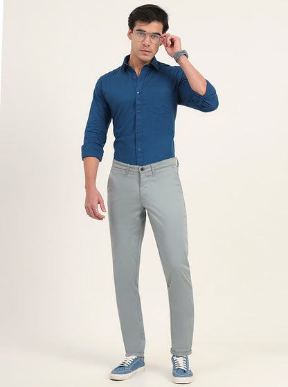 Light Green Solid Neo Fit Casual Trouser | Greenfibre