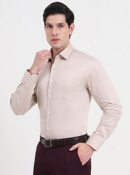Fawn Solid Regular Fit Formal Shirt | JadeBlue