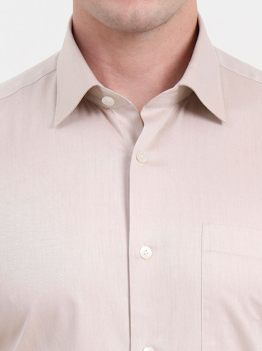 Fawn Solid Regular Fit Formal Shirt | JadeBlue