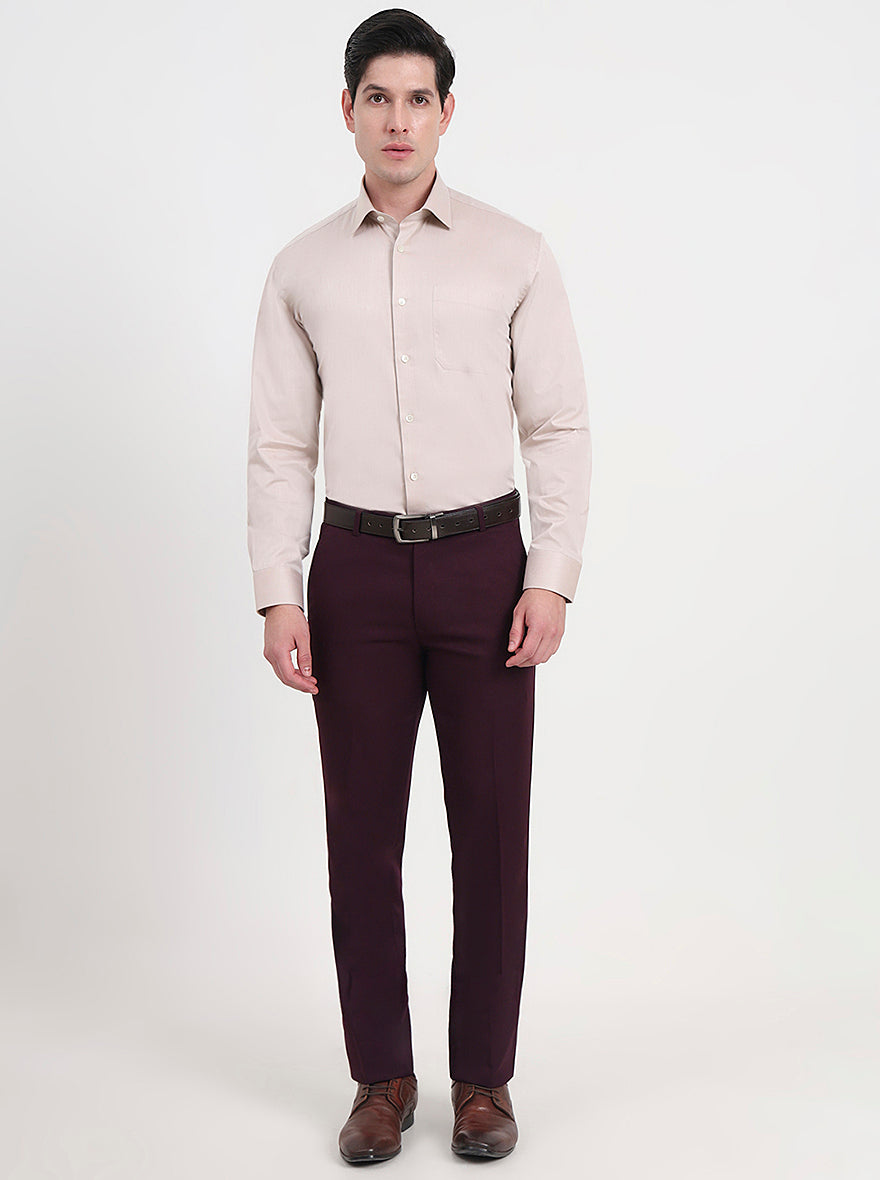 Fawn Solid Regular Fit Formal Shirt | JadeBlue