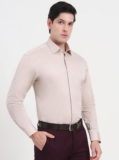 Fawn Solid Regular Fit Formal Shirt | JadeBlue