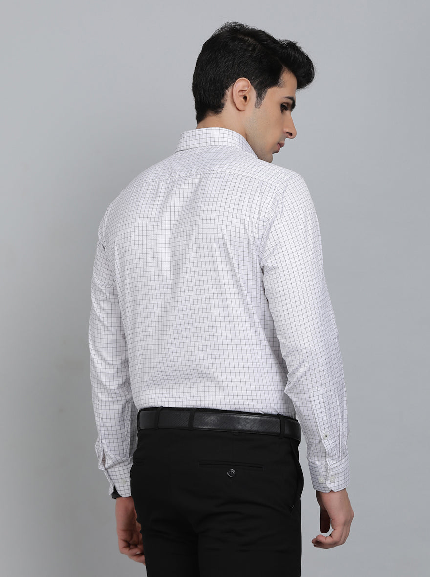 White Checked Regular Fit Formal Shirt | Greenfibre