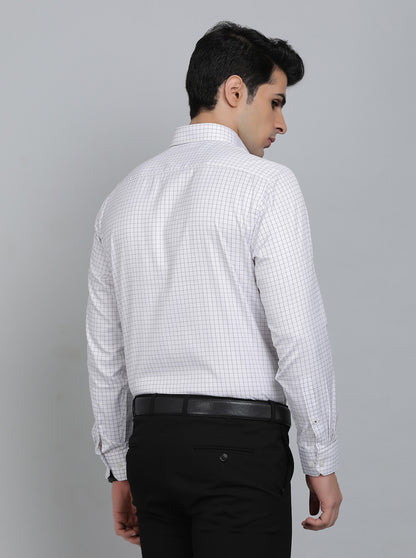 White Checked Regular Fit Formal Shirt | Greenfibre