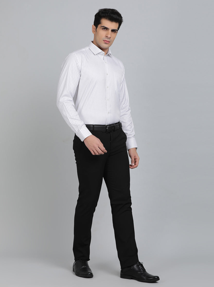 White Checked Regular Fit Formal Shirt | Greenfibre