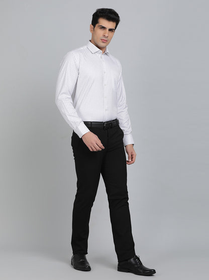 White Checked Regular Fit Formal Shirt | Greenfibre